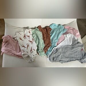 Cloud Island Assorted Baby Bodysuits - Pink, White, Gray, Brown, Mint